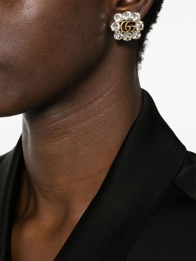 Gold Tone Gg Crystal Earrings