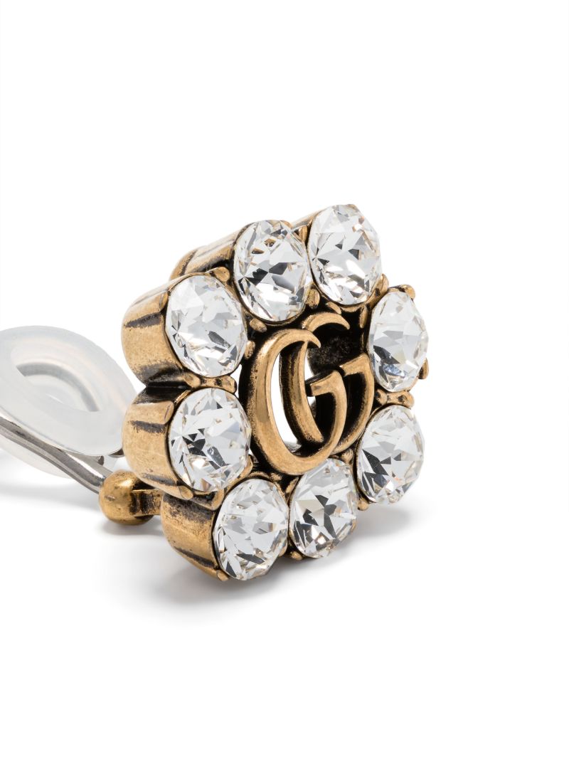 Gold Tone Gg Crystal Earrings