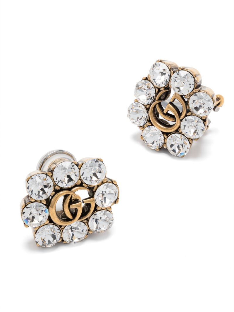 Gold Tone Gg Crystal Earrings