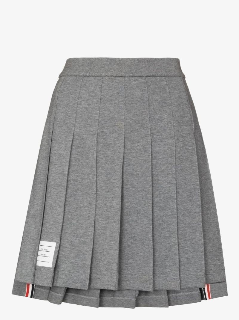 High Waist Patch Pleated Mini Skirt