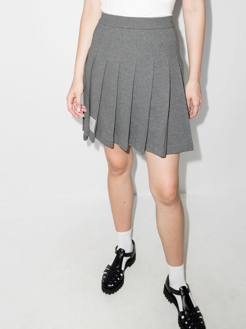 High Waist Patch Pleated Mini Skirt