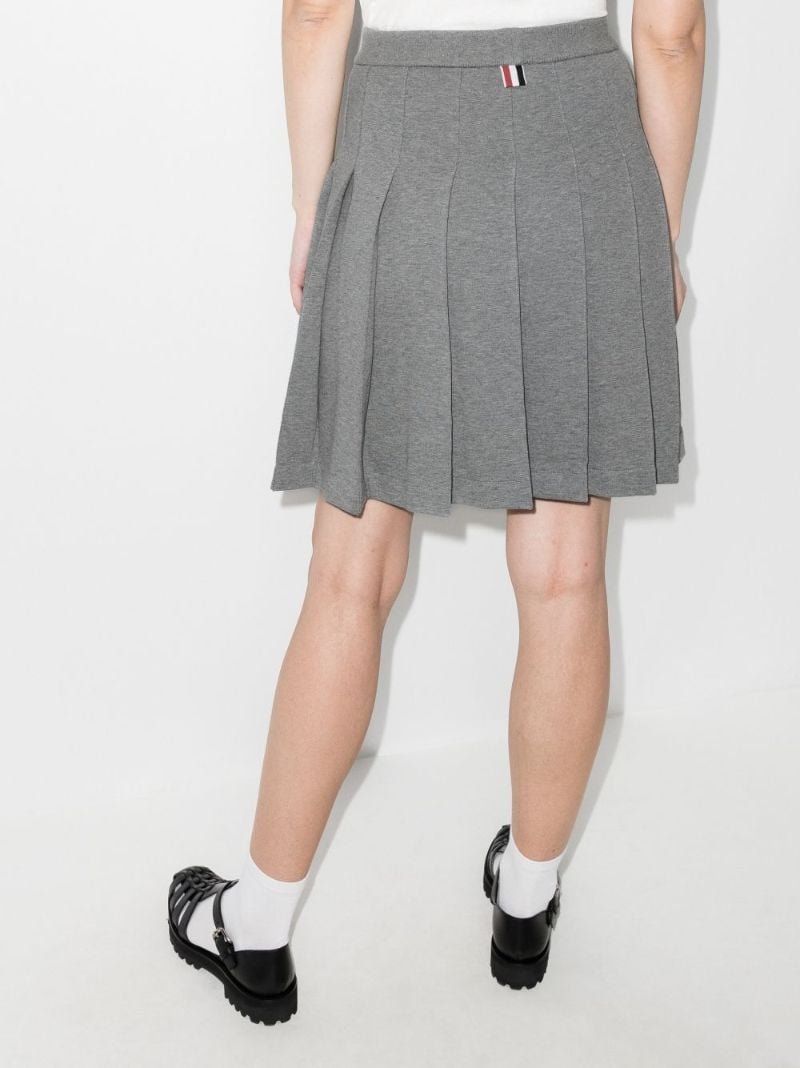 High Waist Patch Pleated Mini Skirt