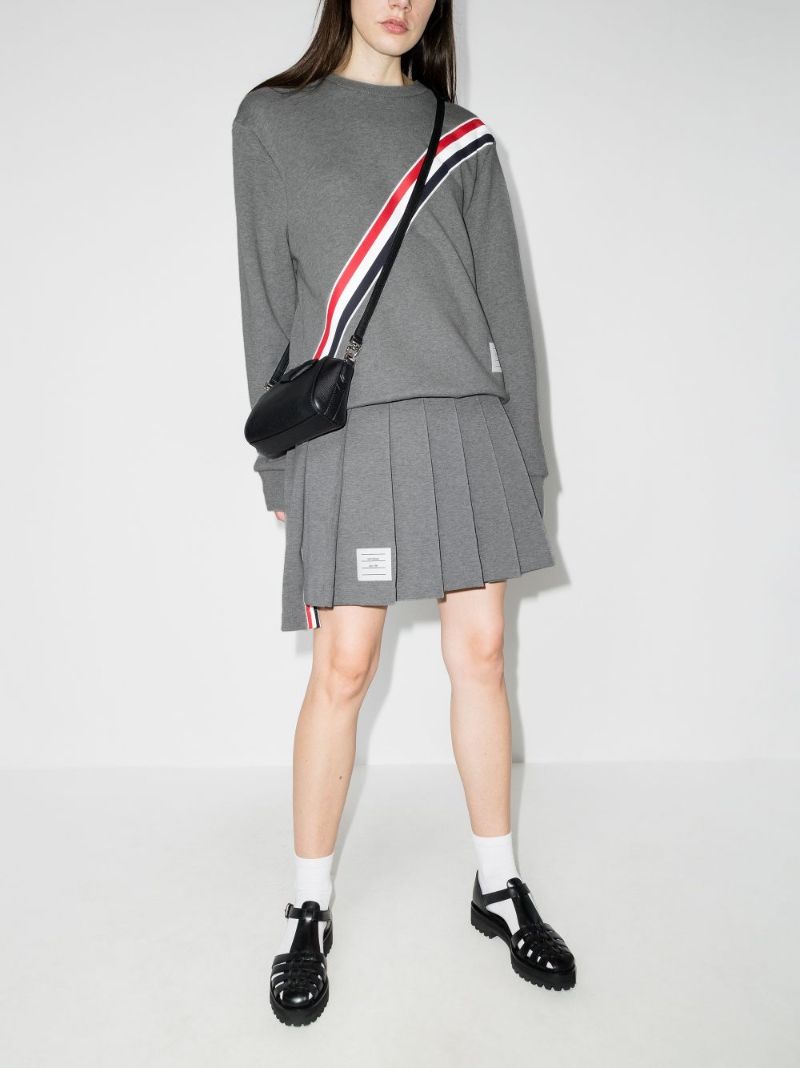 High Waist Patch Pleated Mini Skirt