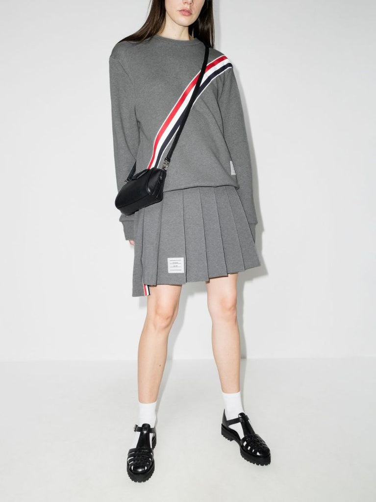 High Waist Patch Pleated Mini Skirt
