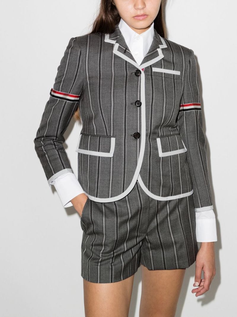 Striped Single-breasted Wool Blazer