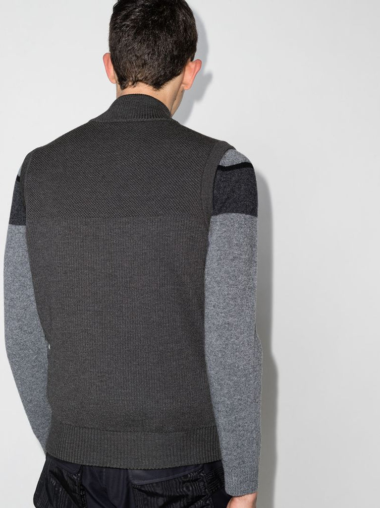 Grey Hybridge Knit Padded Vest