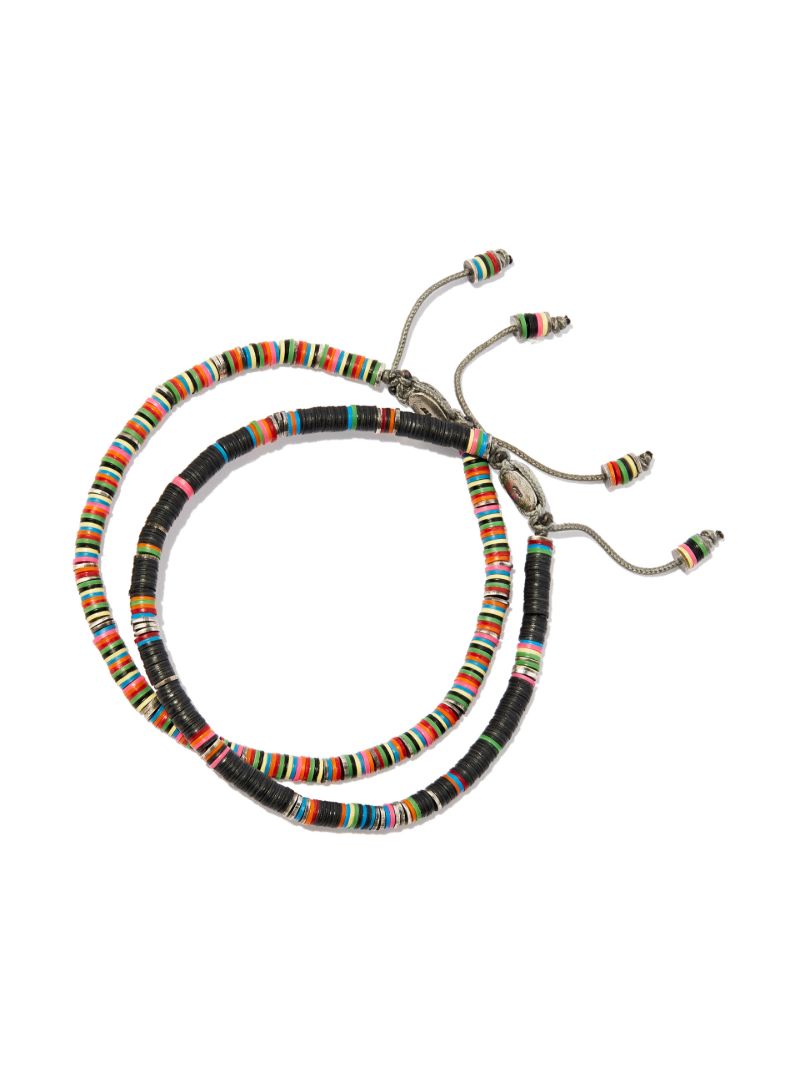 Sterling Silver African Vinyl Beaded Bracelet Set