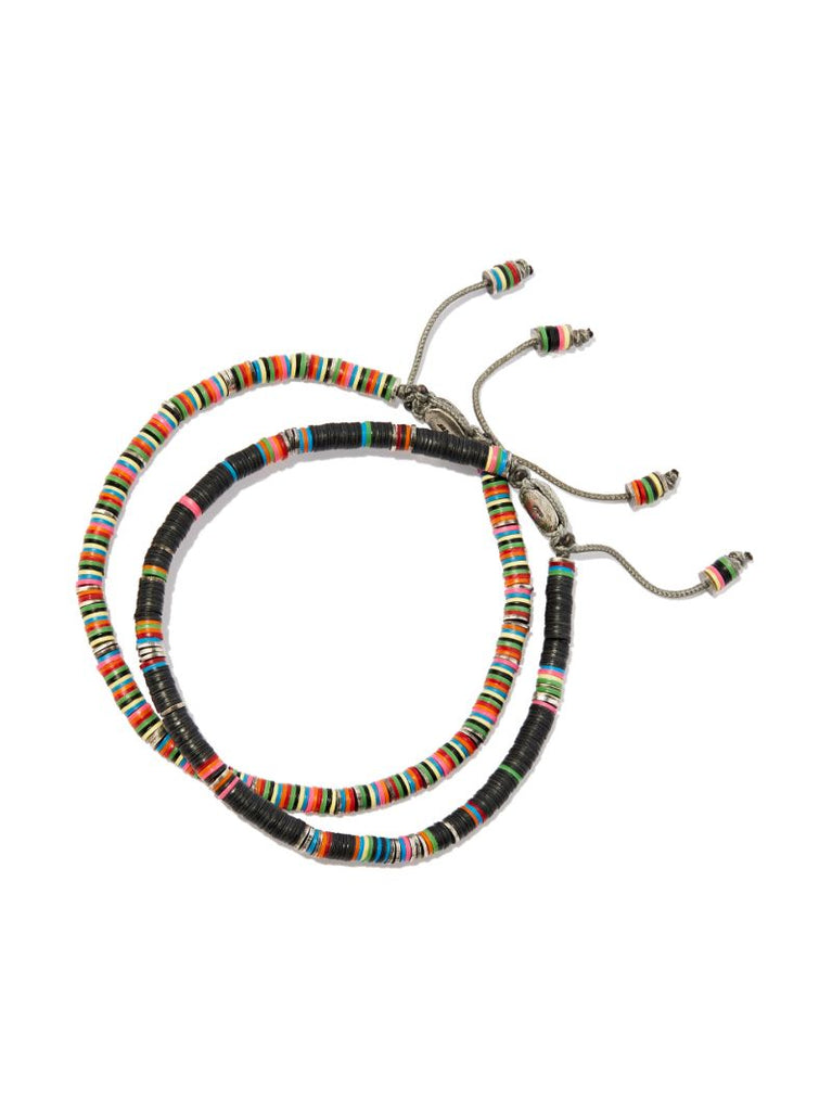 Sterling Silver African Vinyl Beaded Bracelet Set