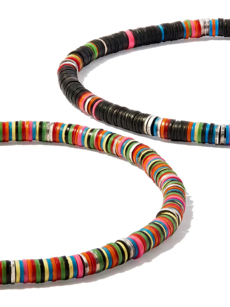 Sterling Silver African Vinyl Beaded Bracelet Set