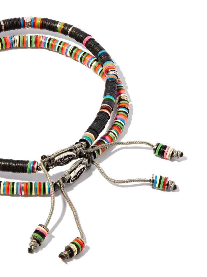 Sterling Silver African Vinyl Beaded Bracelet Set