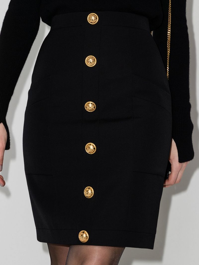 Buttoned Pencil Skirt