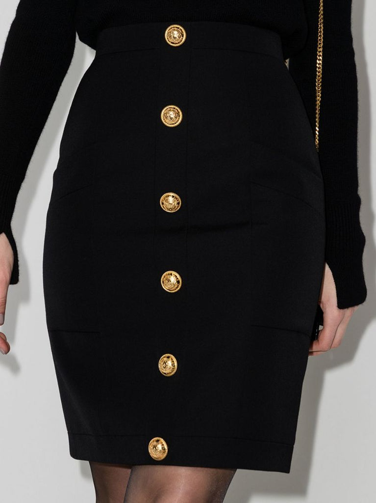 Buttoned Pencil Skirt