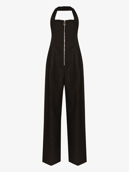 Halterneck Corset Linen Jumpsuit