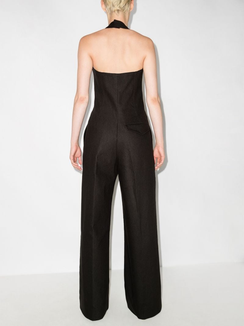 Halterneck Corset Linen Jumpsuit