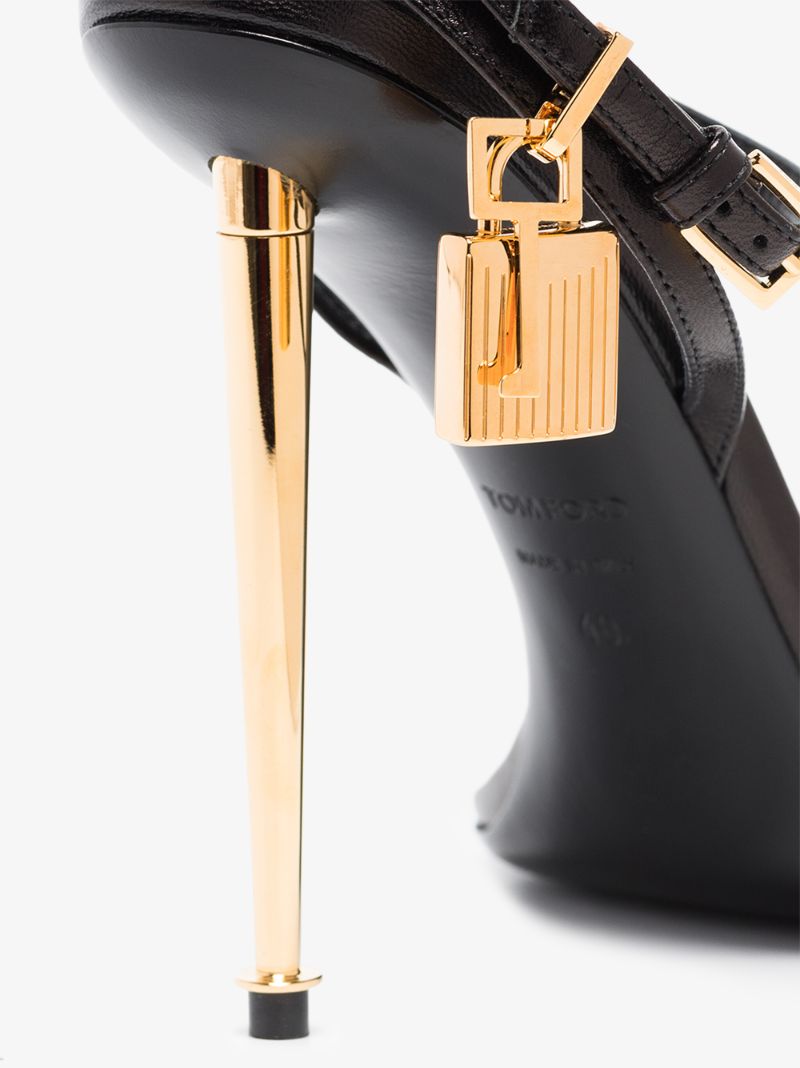 Black Padlock 105 Leather Sandals