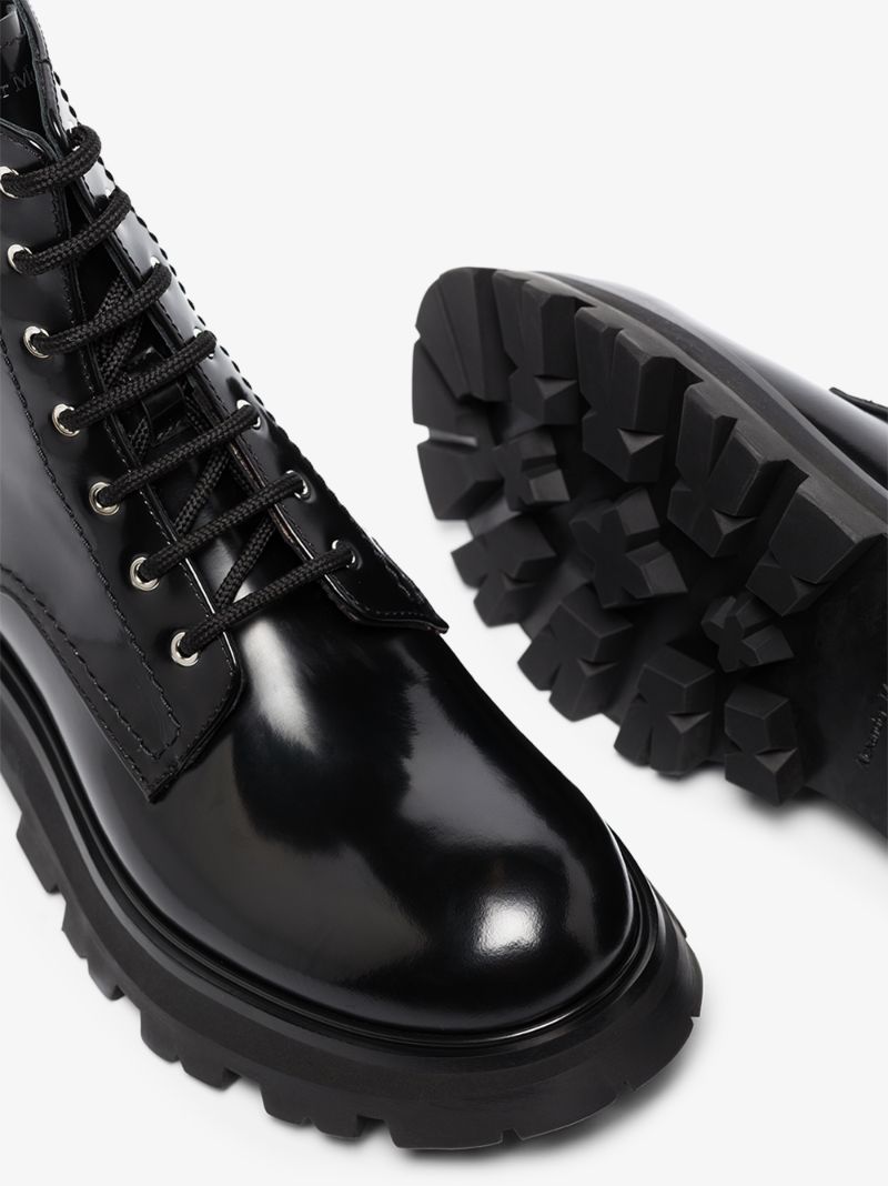 Black Leather Combat Boots