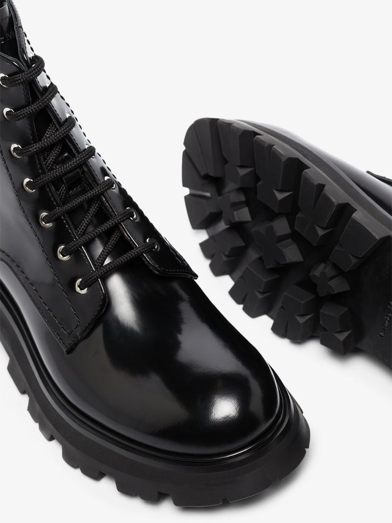 Black Leather Combat Boots