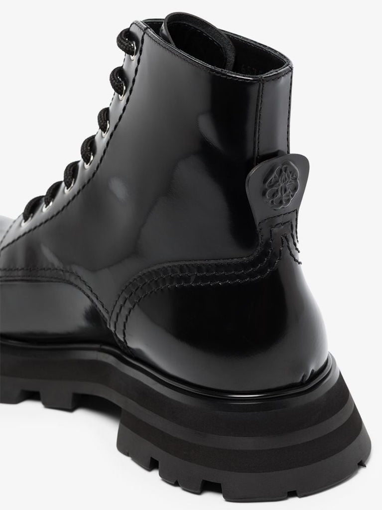Black Leather Combat Boots