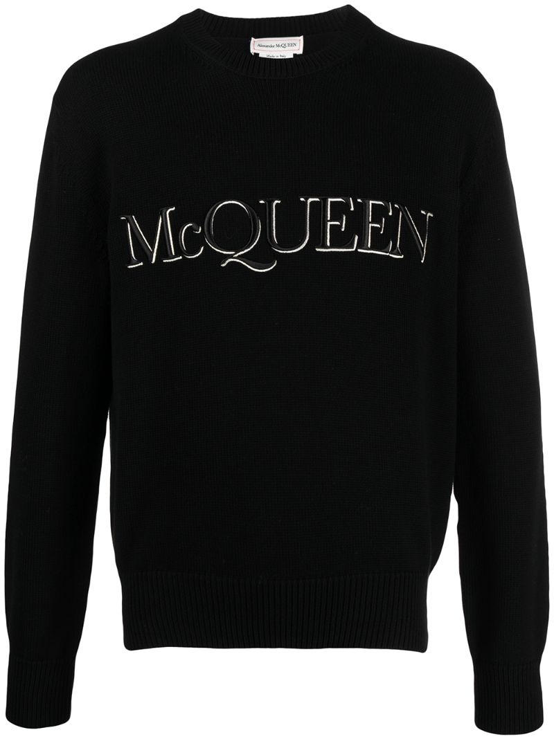 Black Embroidered Logo Sweater