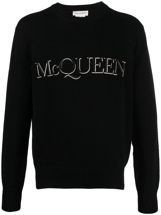 Black Embroidered Logo Sweater
