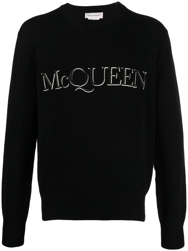 Black Embroidered Logo Sweater