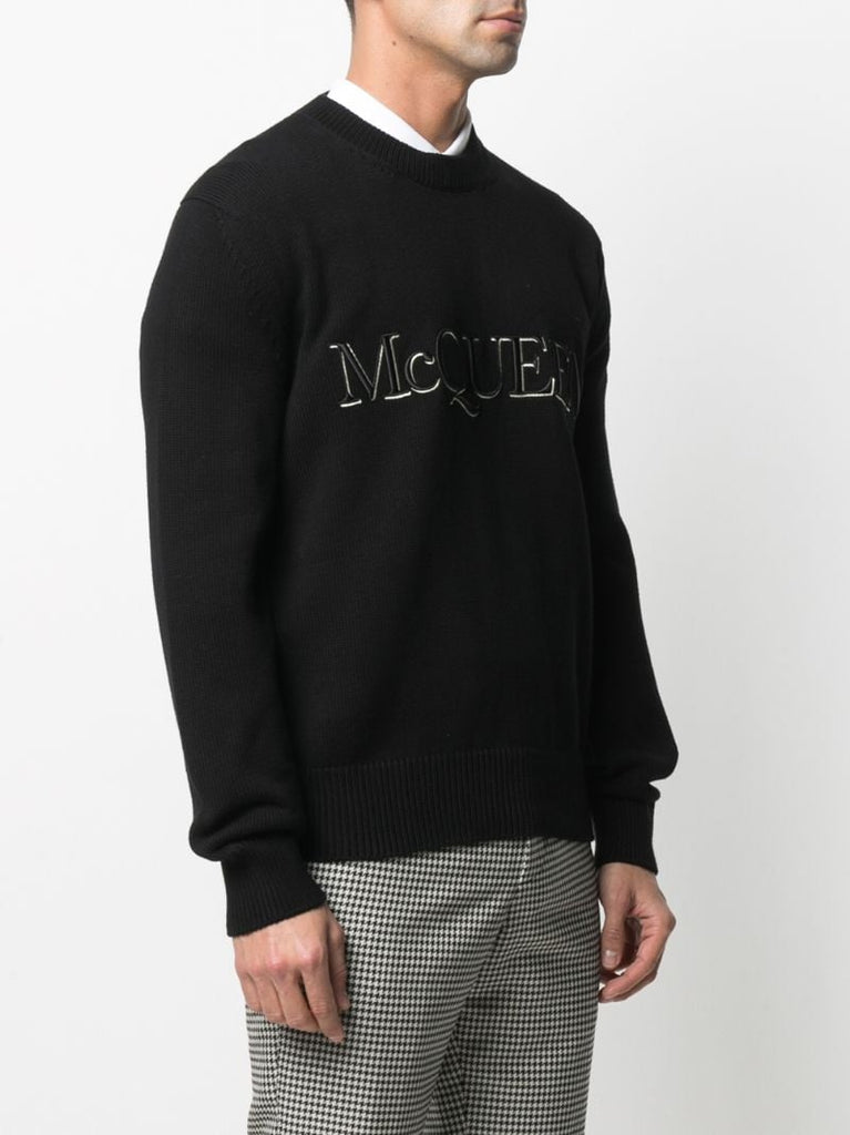 Black Embroidered Logo Sweater