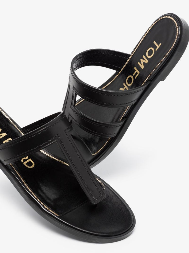 Black Tf Leather Sandals