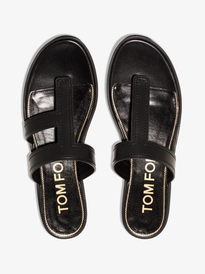 Black Tf Leather Sandals