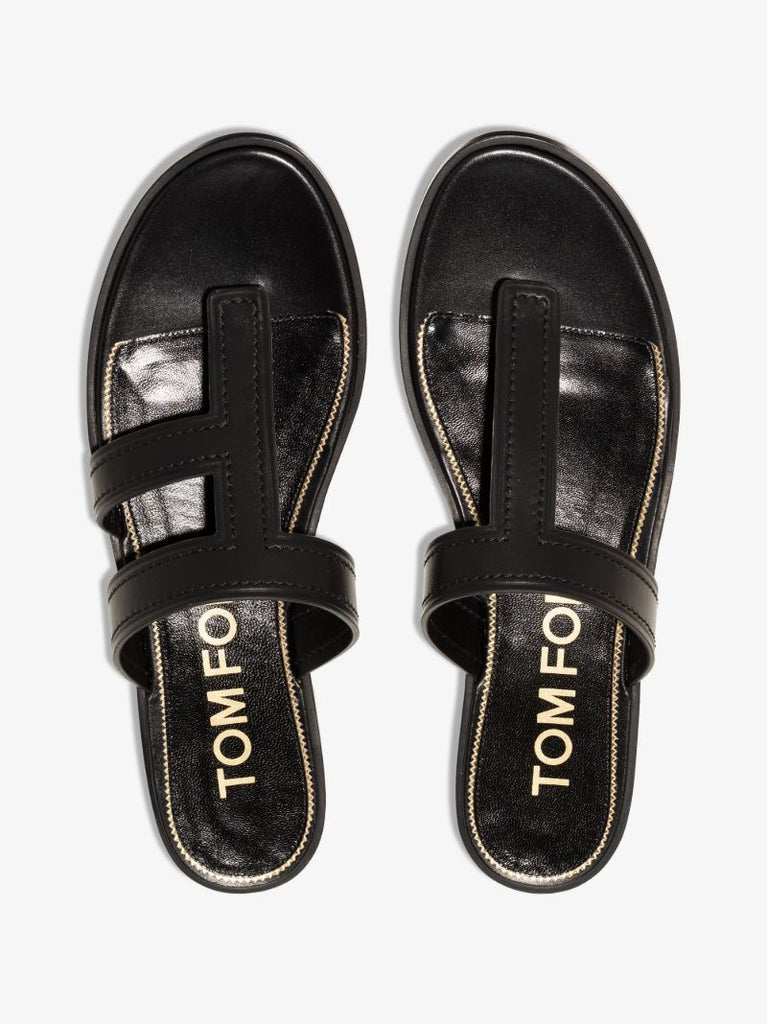 Black Tf Leather Sandals