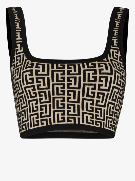 Monogram Sleeveless Crop Top