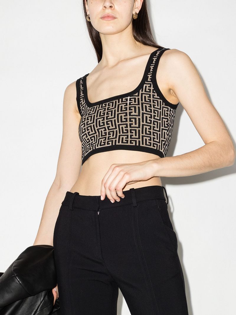 Monogram Sleeveless Crop Top