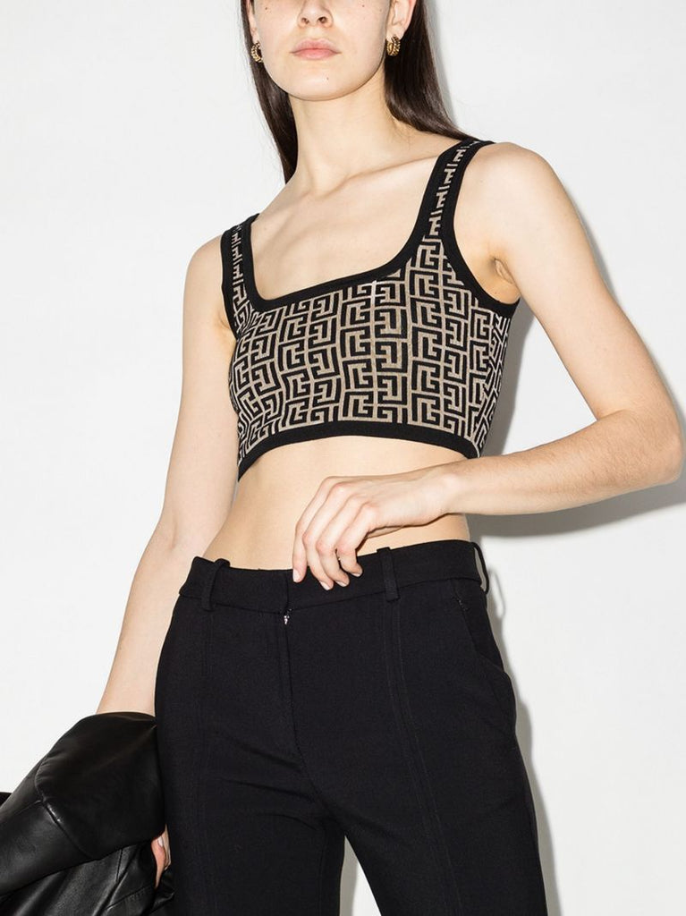 Monogram Sleeveless Crop Top
