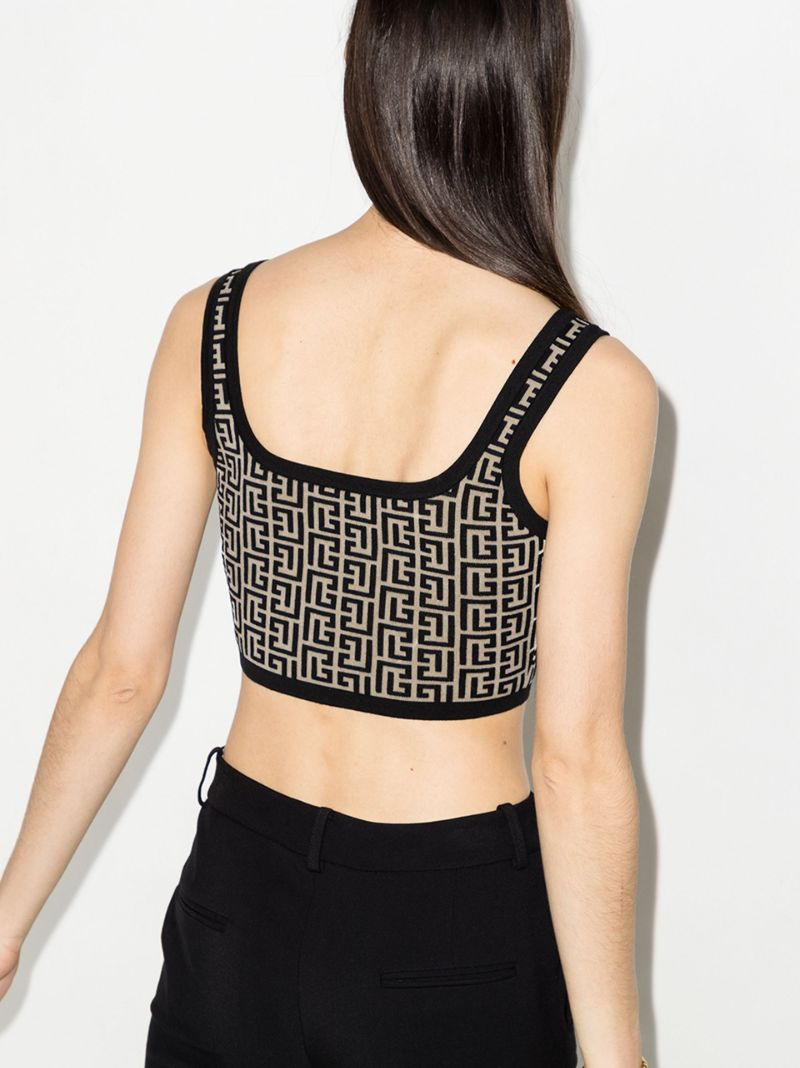 Monogram Sleeveless Crop Top
