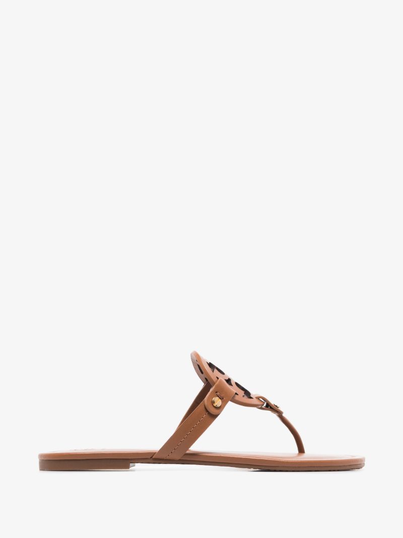 Brown Miller Flat Leather Sandals