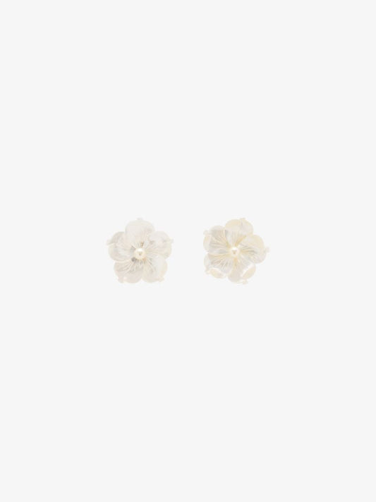 White Zia Mother of Pearl Flower Earrings