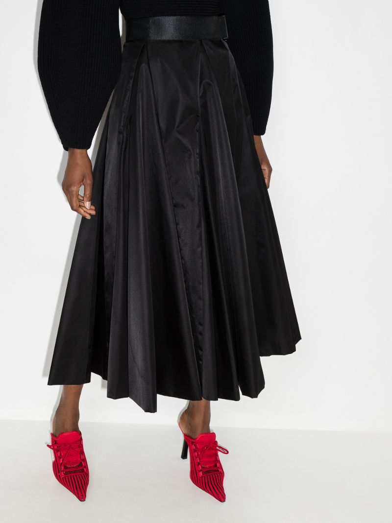 High Waist Pleated Midi Skirt