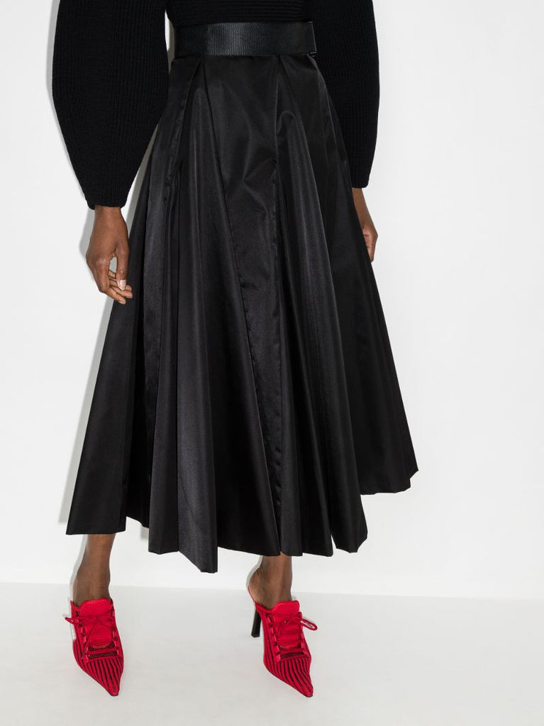 High Waist Pleated Midi Skirt