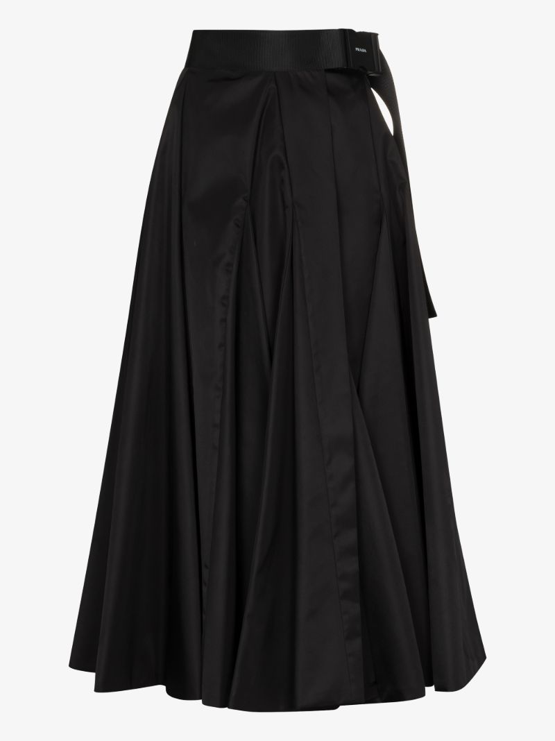 High Waist Pleated Midi Skirt