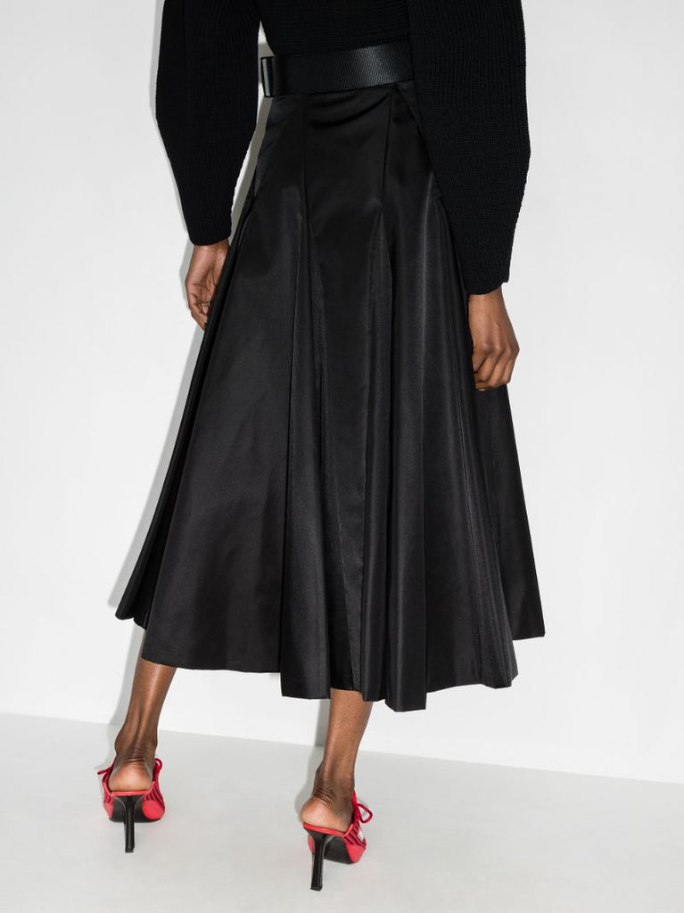 High Waist Pleated Midi Skirt
