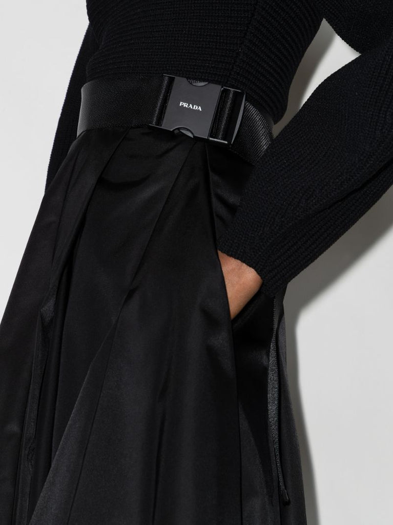 High Waist Pleated Midi Skirt