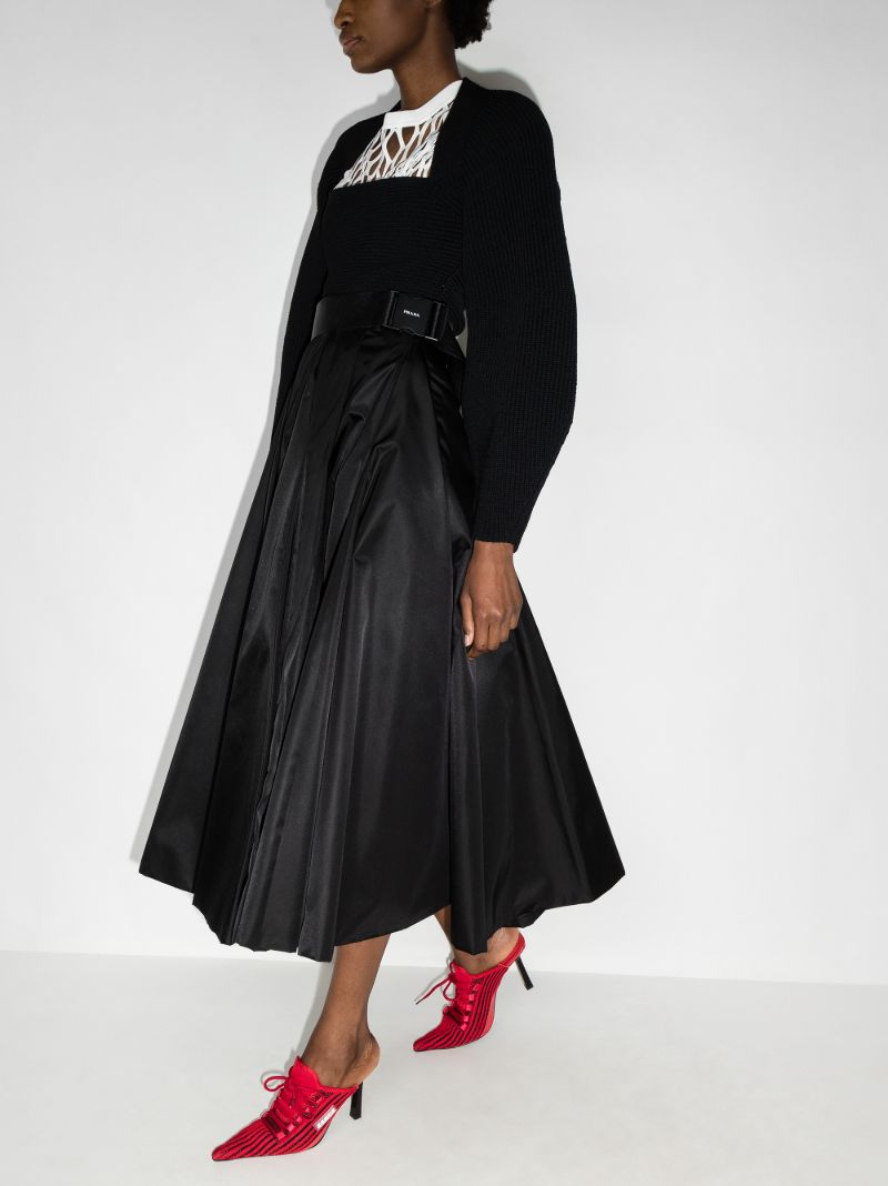 High Waist Pleated Midi Skirt