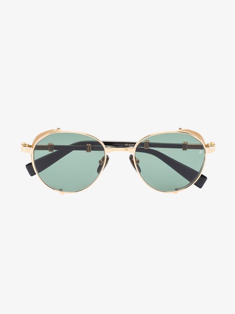 Gold Tone Brigade Round Sunglasses