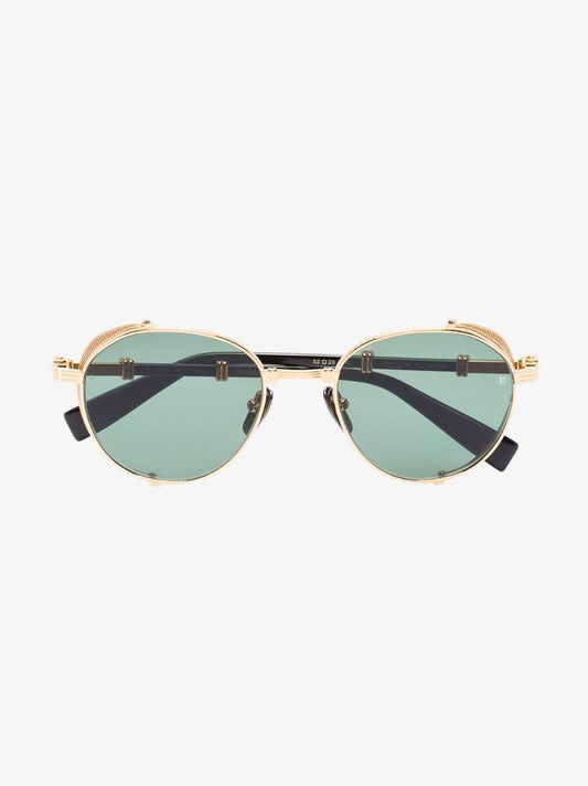 Gold Tone Brigade Round Sunglasses