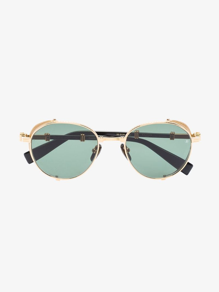 Gold Tone Brigade Round Sunglasses