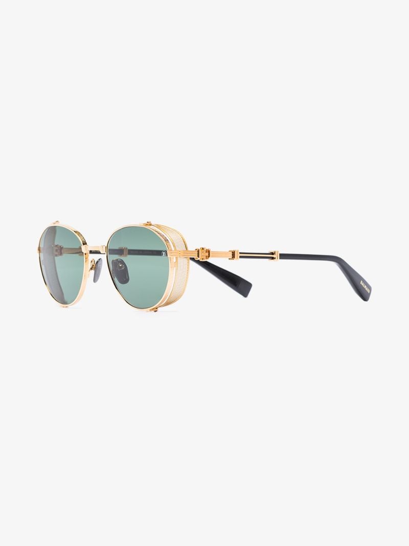 Gold Tone Brigade Round Sunglasses