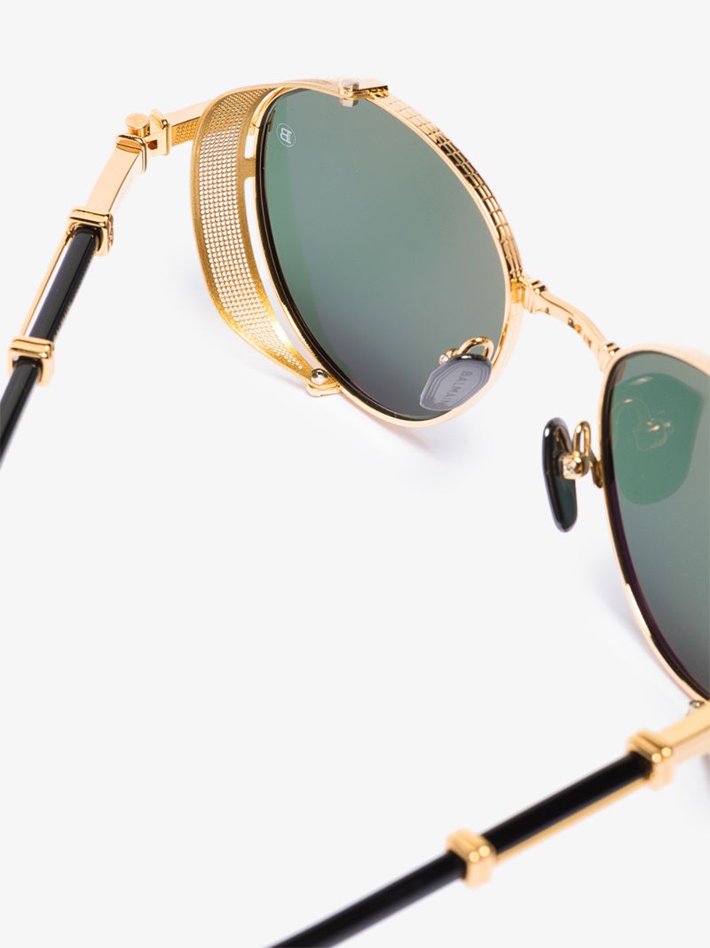 Gold Tone Brigade Round Sunglasses