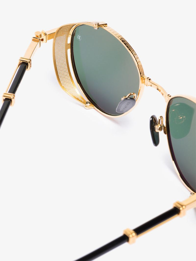 Gold Tone Brigade Round Sunglasses
