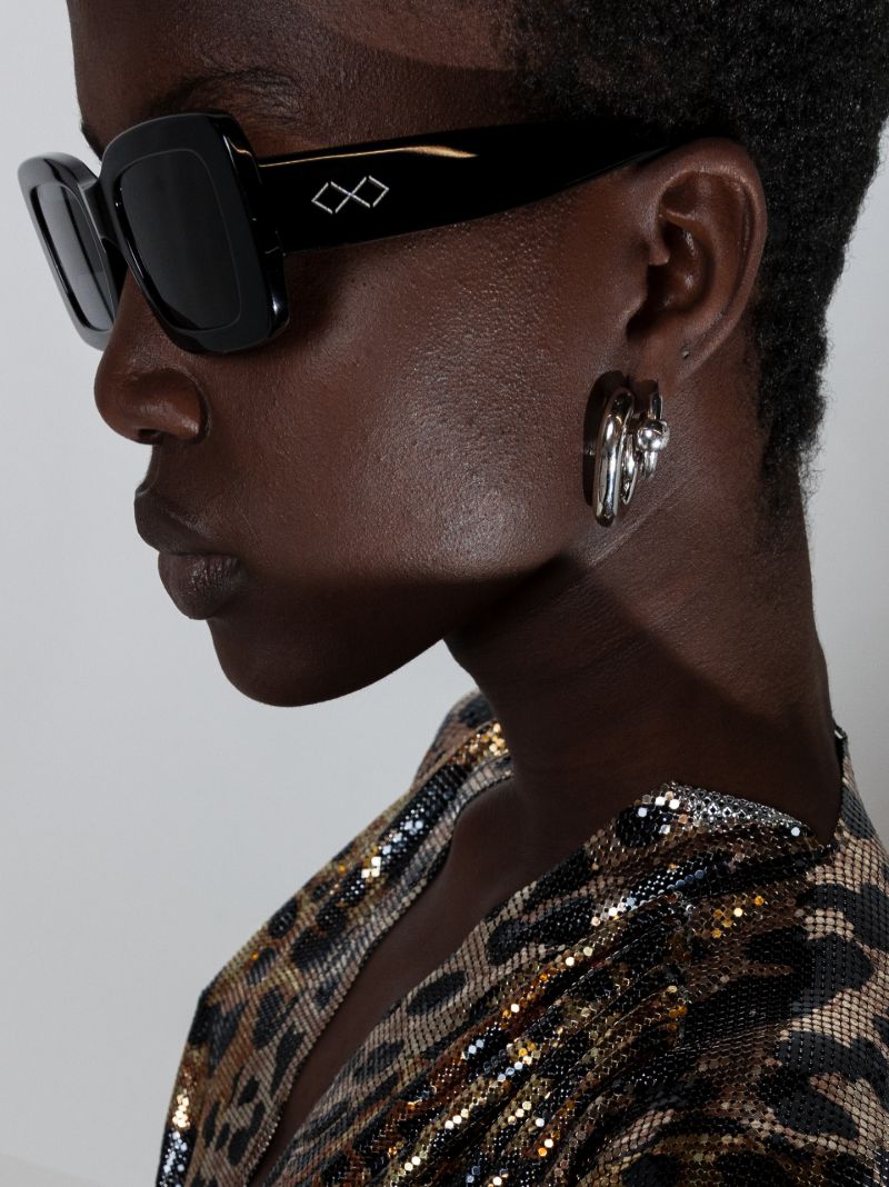 Black Kenny Rectangular Sunglasses