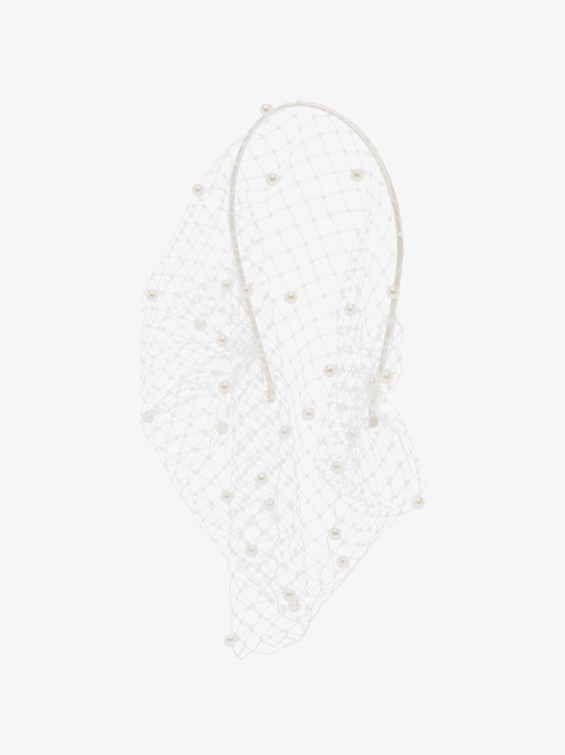 Neutral Voilette Pearl Veil Headband