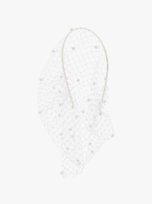 Neutral Voilette Pearl Veil Headband